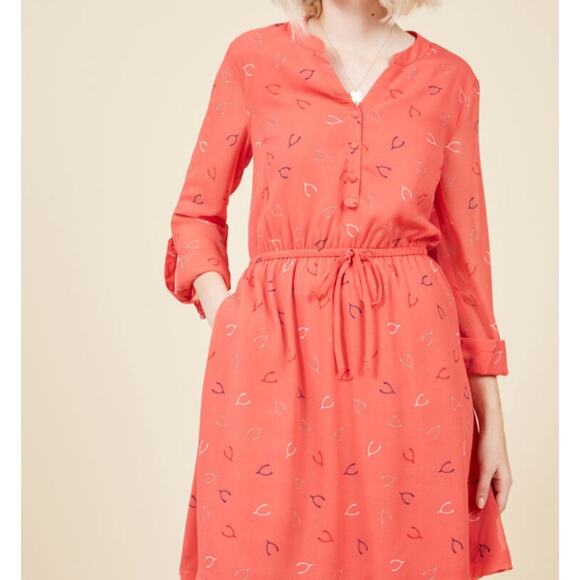 ModCloth Effortless on Arrival Thanksgiving Wishbone Shirtdress S - Picture 1 of 8